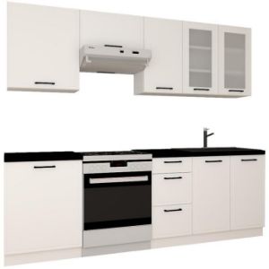 Virtuvė Emily 180/240 balta žirnių matinė be stalviršio paveikslėlis