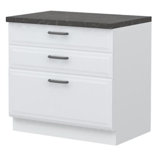 Virtuvės spintelė Evia r-90-3f/4 3s standartinė perlamutro pilka matinė paveikslėlis