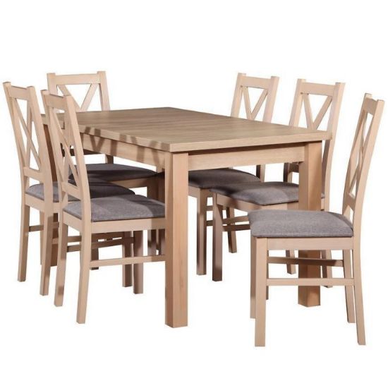 Stalo ir kėdžių komplektas Erazm 1+6 st28 140x80+40 +W113 sonoma paveikslėlis
