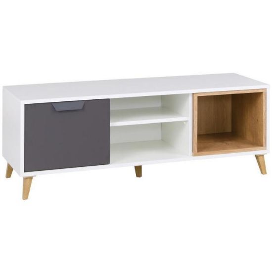 TV spintelė Joker 10 White/Graphite/Grey/Oak Lefkas paveikslėlis