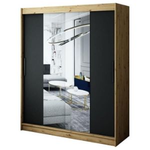 Paveikslėlis Spinta Halifax T1 180 Ąžuolas Artisan/Black/Mirror