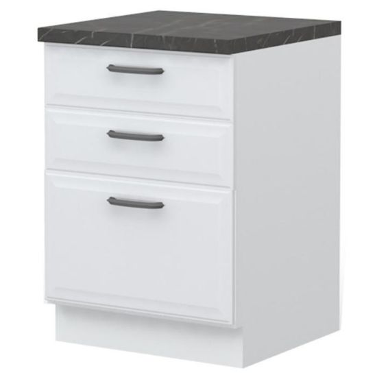 Virtuvės spintelė Evia r-60-3f/4 3s standartinė perlamutro pilka matinė paveikslėlis