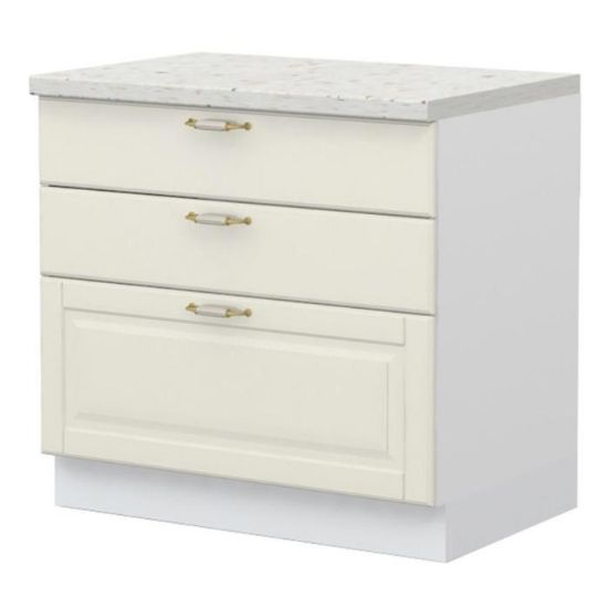 Virtuvės spintelė Evergreen R-90-3F/4 3S standartinis ivorymat paveikslėlis