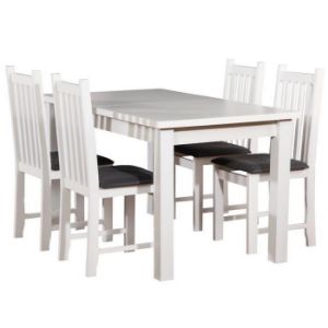 Paveikslėlis Stalo ir kėdžių komplektas Miron 1+4 st28 120x80+40 +W77 baltas