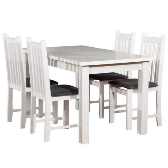 Stalo ir kėdžių komplektas Miron 1+4 st28 120x80+40 +W77 baltas paveikslėlis
