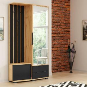 Paveikslėlis Spinta Loft aukso spalvos kraftas/juoda/gobelenas