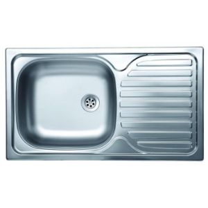 Paveikslėlis Vieno dubens plieninė kriauklė N-140 1K 435/760 su įdėklu ir sifonu Paveikslėlis Vieno dubens plieninė kriauklė N-140 1K 435/760 su įdėklu ir sifonu