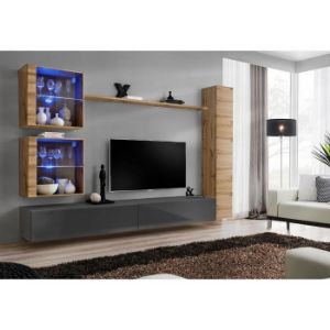 Paveikslėlis Switch XVIII sekcija stiklas + LED Wotan/Graphite