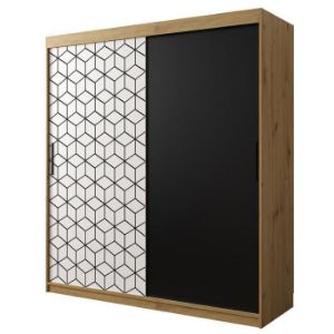 Paveikslėlis Spintelė Heksagon 180 ąžuolas artisan/balta/juoda