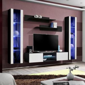 Paveikslėlis Vitrina Fly O2+Stiklas Baltas/juodas + LED