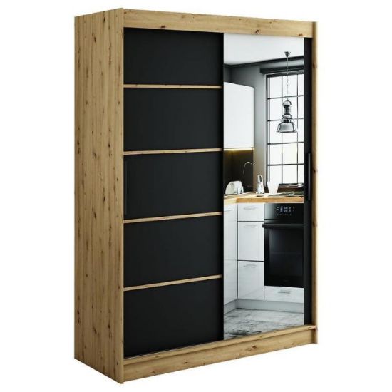 Spinta Halifax V2 150 Ąžuolas Artisan/Black/Mirror paveikslėlis