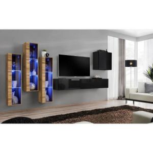 Paveikslėlis Vitrina Switch stiklas+LED XIII Wotan/juoda
