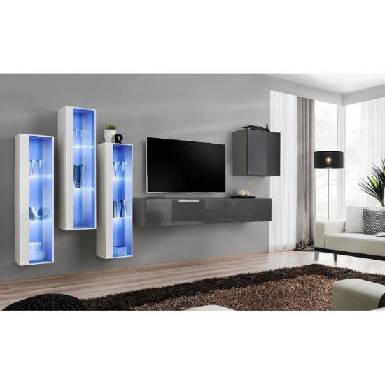 Vitrina Switch glass+LED XIII White/Graphite paveikslėlis