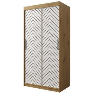 Paveikslėlis Eglutės formos spinta 1 100 Ąžuolas Artisan / balta / juoda