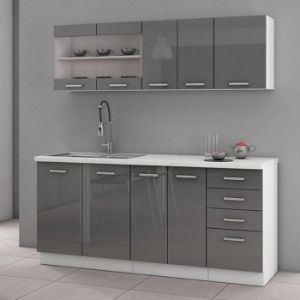 Rodyti išsamią informaciją apie Virtuvė Sonia pilka/blizga 180 su stalviršiu Virtuvė Sonia pilka/blizga 180 su stalviršiu paveikslėlis