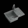 GO- SMART GRAY 1 kg granito kriauklė z/o (62x44x17,5) su spalvotu maišytuvu ir rankiniu sifonu su dangteliu paveikslėlis