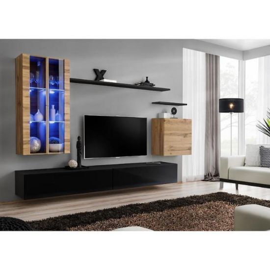 Sekcija Switch Glass+LED XII Wotan/Black paveikslėlis
