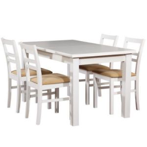 Paveikslėlis Stalo ir kėdžių komplektas Odys 1+4 st28 120x80+40 +W107 baltas