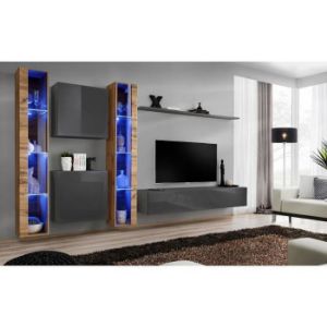 Paveikslėlis Vitrina Switch XVI stiklas + LED Wotan/Graphite