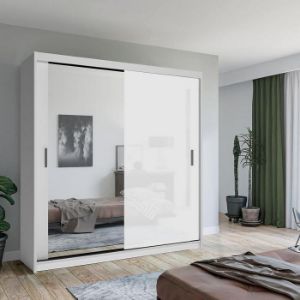Paveikslėlis Spinta Lux 203 balta + 1 x veidrodis / 1 x baltas blizgesys