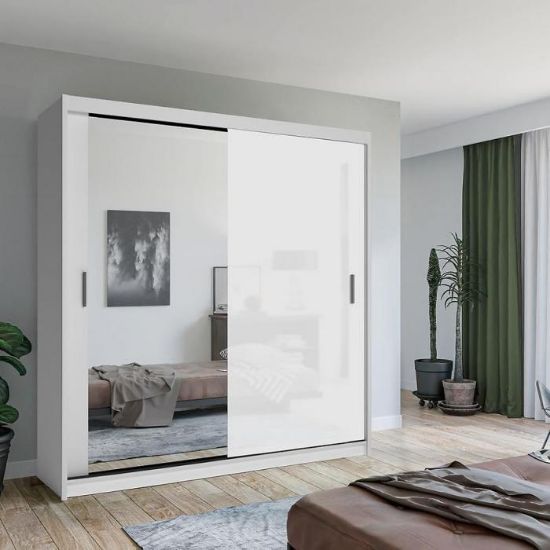 Spinta Lux 203 balta + 1 x veidrodis / 1 x baltas blizgesys paveikslėlis
