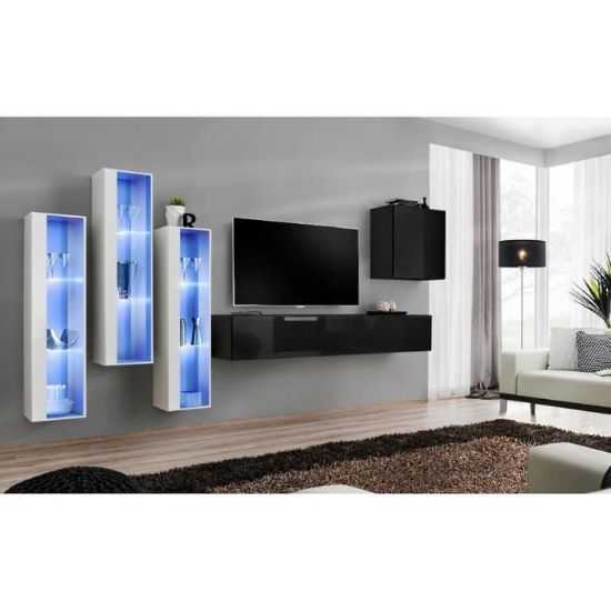 Vitrina Switch stiklas+LED XIII Baltas/juodas paveikslėlis