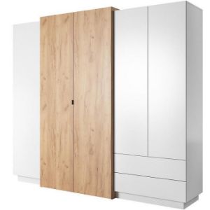 Paveikslėlis Drabužių spinta 3d A 230 Balta/Craft Oak Gold