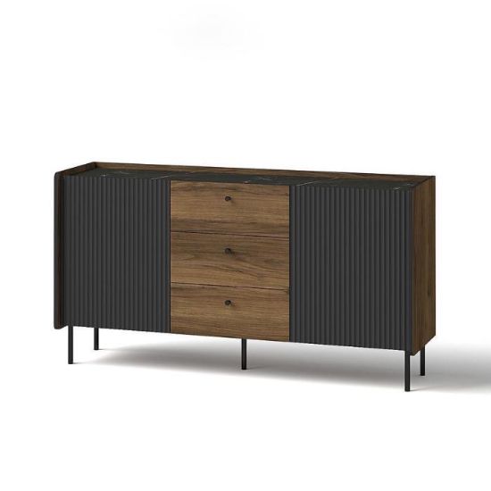 Komoda Prestigo P5 2d3s Walnut War/San Seb/Black matt paveikslėlis
