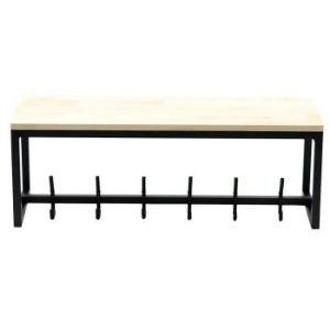 Paveikslėlis Metalinė pakaba su medine lentyna Loft 26,5x75x25 juoda