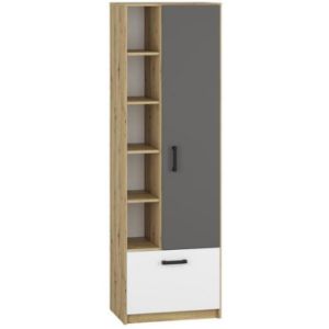 Knygų spinta 60 Fini 03 ąžuolas artisan/baltas/antracitas paveikslėlis