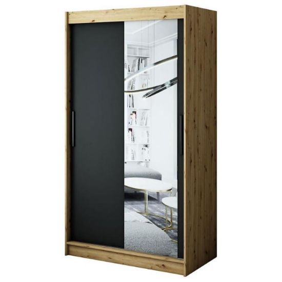 Spinta Halifax T2 120 Ąžuolas Artisan/Black/Mirror paveikslėlis