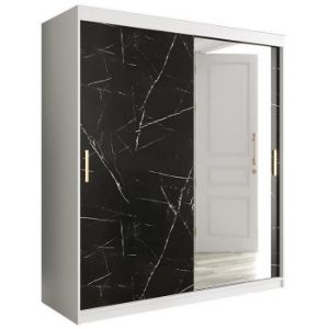 Paveikslėlis Spinta Marble T2 180 White/Marble Black Paveikslėlis Spinta Marble T2 180 White/Marble Black