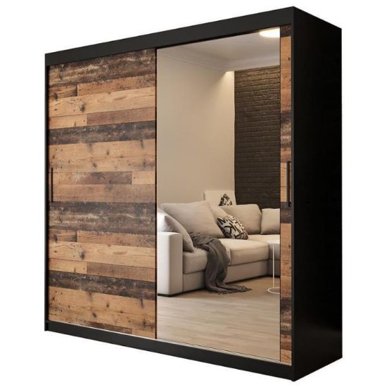 Spinta Old Wood T2 200 Juoda/Senas stilius/veidrodis paveikslėlis