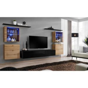 Paveikslėlis Vitrina Switch stiklas+LED XIV Wotan/juoda