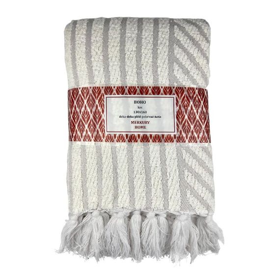 Boho antklodė 130x160 balta Mercury Home paveikslėlis