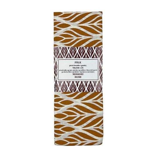 Įvairiaspalvė paklodė su elastine juosta Tautinė medvilnė ecru/gastrinė 90x200 + 25 Mercury Home paveikslėlis