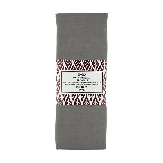 Viengulė medvilninė tamsiai pilka paklodė su elastine juosta 140x200 + 25 Mercury Home paveikslėlis