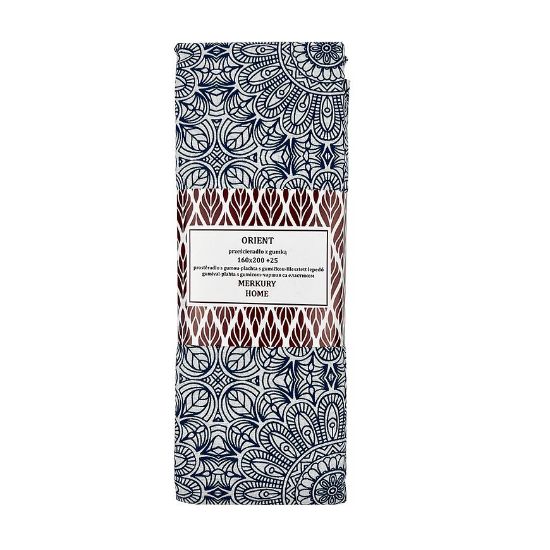 Orient paklodė su elastine juosta medvilninė ecru/indigo 160x200 + 25 Mercury Home paveikslėlis