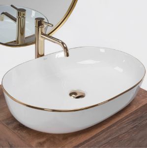 Rodyti išsamią informaciją apie Cleo 61 Gold Edge stalviršio praustuvas Cleo 61 Gold Edge stalviršio praustuvas paveikslėlis