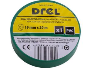 Paveikslėlis "Drel" izoliacinė PVC juosta žalia 19 mmx0,18 mmx20 m