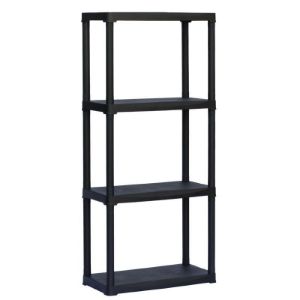 Paveikslėlis Plastikinis sandėliavimo stelažas T60/4 juodas 133x60c30cm
