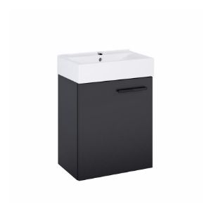 Paveikslėlis Mini 45 Black Matt juodos matinės spintelės ir praustuvo komplektas (juoda matinė rankena)