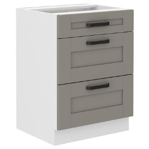 Paveikslėlis Virtuvės spintelė Luna claygrey/balta 60D 3S BB Paveikslėlis Virtuvės spintelė Luna claygrey/balta 60D 3S BB