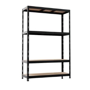 Paveikslėlis NERO II Metalinis sandėliavimo stelažas 180x120x45 4 lentynos/300kg Juoda