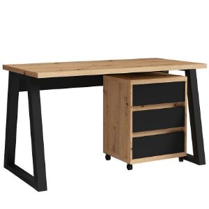 Paveikslėlis Iga I rašomojo stalo ir pjedestalo komplektas Ąžuolas Artisan / juodas matinis