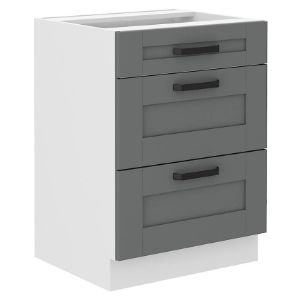 Paveikslėlis Virtuvinė spintelė Luna dustgrey/balta 60D 3S BB Paveikslėlis Virtuvinė spintelė Luna dustgrey/balta 60D 3S BB