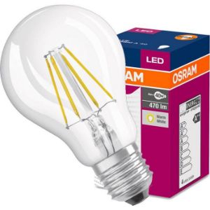 Paveikslėlis OSRAM LED Fila Value CL A60 E27 4W 40W 470LM 827 lemputė Paveikslėlis OSRAM LED Fila Value CL A60 E27 4W 40W 470LM 827 lemputė
