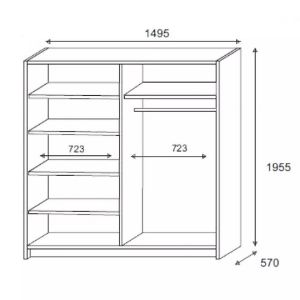 Paveikslėlis Spinta Alfa 3 150 cm ąžuolas sonoma/balta Paveikslėlis Spinta Alfa 3 150 cm ąžuolas sonoma/balta