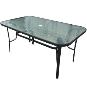 Paveikslėlis Stiklinis stalas su anga 150x90x70cm juodas