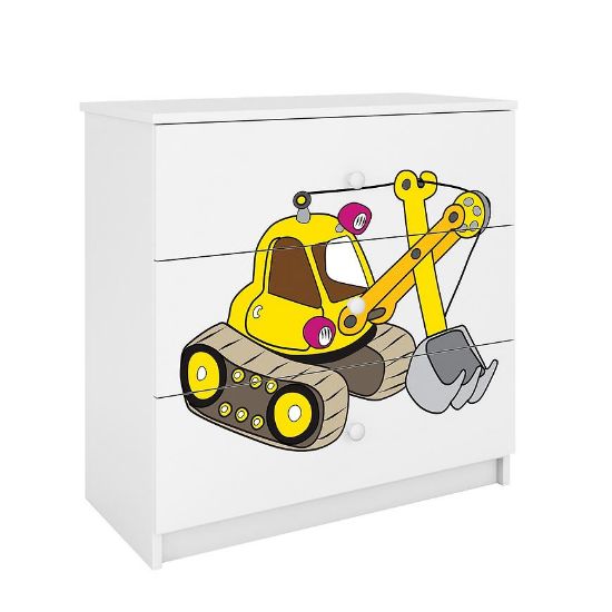 Vaikiška komoda Babydreams White - Excavator paveikslėlis